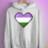 Genderqueer Pride 8-Bit Pixel Heart Hoodie - White